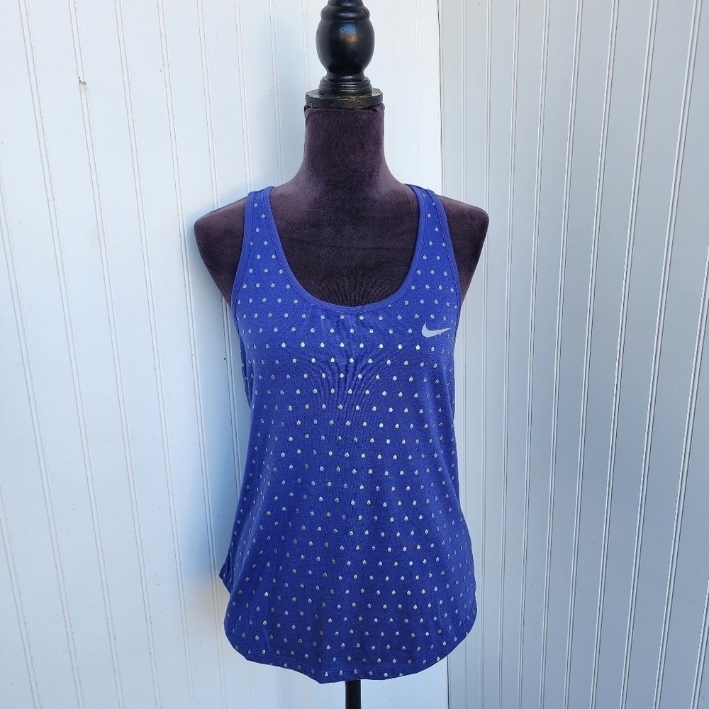 The Nike Tee Purple Dri-Fit Racerback Active Workout Tank Top Purple Foil Sz M